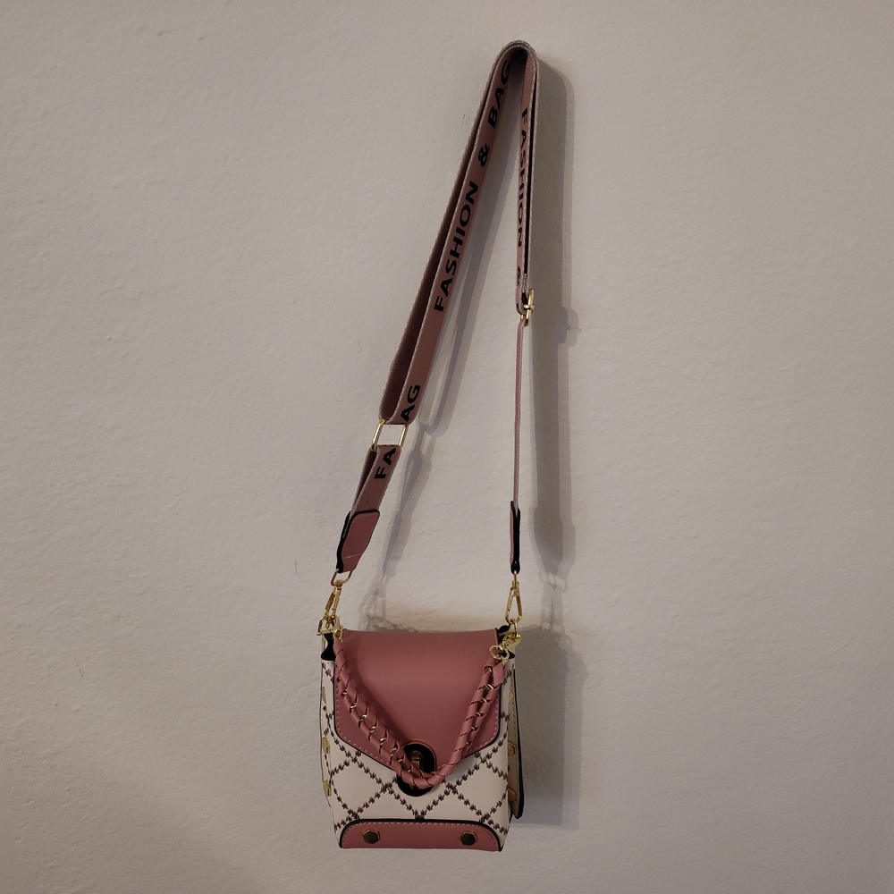 Pink and White Fashion Crossbody Bag